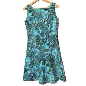 Brooks Brothers Turquoise and Green Paisley Mini Dress